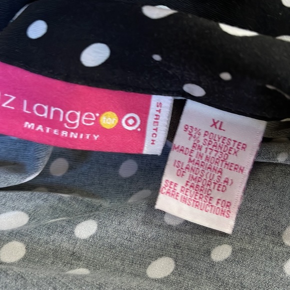 Liz Lange Black White Polka Dot Collared V-Neck Breastfeeding Friendly Dress - Picture 6 of 6